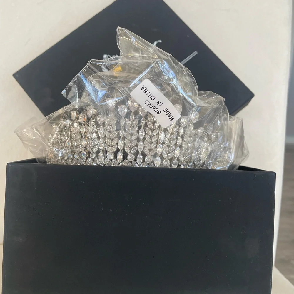 New Aoligrace Wedding Tall Cubic Zirconia Tiaras Queen CZ Pageant Crowns 👑👑👸 - Picture 4 of 5